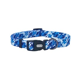 Ovale Dog Collar Leash Combo Set, Adjustable Collar and 5 ft Matching Leash, for Small Dogs.(S, Blue Camouflage)