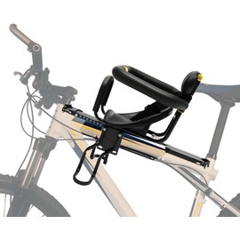 Gdrasuya10 Portable Bicycle Front Mounted Baby Seat Lightweight Child Bicycle Safety Seat Padded Saddle Kids Saddle Carrier Seat Cushion with Foot Pedal