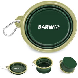 BARWO Collapsible Dog Bowl with Non Skid Suction Base -100% Pure Silicone Foldable Water Bowl, Portable Dog Bowl for Travel, Hiking & Camping 350mL 1 Piece