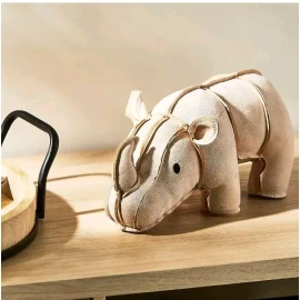 Way To Celebrate Faux Leather Rhino Plush Toy 12” Weighted Feet Way To Celebrate Office Decor