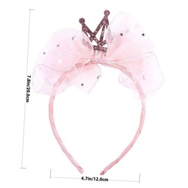 FRCOLOR Pink Shining Crown Hair Hoop Lace Hair Band for Birthday Party Comfortable Headdress Shower Photo Accessories