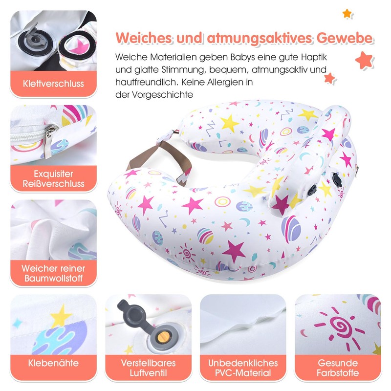 Portabuddy Inflatable Nursing Pillow XXL with Adjustable Design, Starry Sky