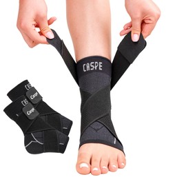 Caspe Breathable Ankle Brace for Women & Men with Adjustable X-Strap – 3D Knit Compression Support, Helps with Plantar Fasciitis, Achilles Tendon, and Ankle Stability (Pack of 2, Black, Medium)