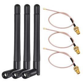 GTIWUNG 3 pieces WLAN antenna, RP-SMA plug antenna + 3 pieces 30 cm U.FL to RP-SMA cable