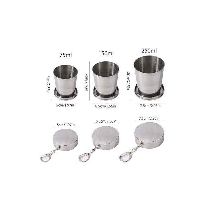 Lopsity Stainless Steel Collapsible Cup Reusable Portable Travel Folding Water