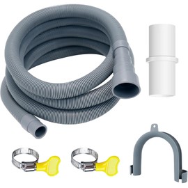 Xinghonyac Washing Machine Drain Hose Extension Kit, 6.56Ft/2M Flexible Dishwasher Drain Hose, Corrugated Washer Discharge Hose with 1 Adapter 1 U-Bend Holder 2 Hose Clamps