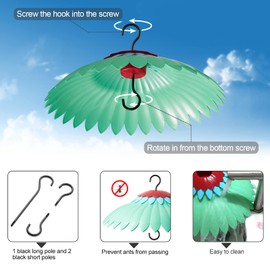 Beserie Squirrel Baffle for Hanging Bird Feeder Rain Cover for Outside Weather Guard Protect Feed from Sun Red Dome Attract Hummingbirds, Moat Proof, Easy to Clean-14inch Green