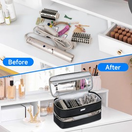 LEFOR·Z - Funda de viaje de doble capa compatible con secador de pelo Dyson Supersonic, bolsa organizadora de almacenamiento portátil para secador de pelo y accesorios, color negro