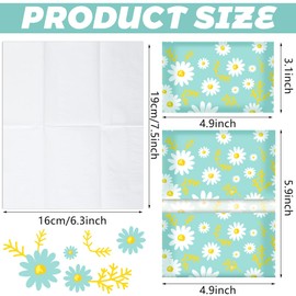50 Packs Facial Tissue Packs Travel Tissues Size Disposable Pocket Tissues Bulk Slim Tissues Wallet Wedding Tissues for Guest Travel School Purse Home Supplies, 500 Sheets 3 Ply (Daisy)