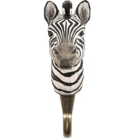 WILDLIFEGARDEN Wildlife Garden WG4541 Hook Zebra - Hand Carved Animal Hook Made of Wood and Metal - Collection of African Animals