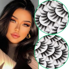 Losha Eyelashes Natural Look Faux Mink Lashes Pack Handmade Fluffy False Eyelashes 14 Pairs Eye Lashes (F45)