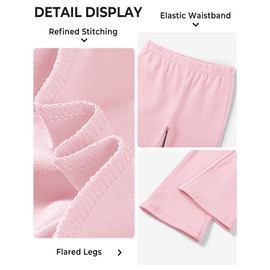 BOOPH 5 Pack Girls Flare Leggings High Waist Bell Bottom Pants Kids Cotton Casual Clothes for Teen Girl 9-10Y Black/Navy/Gray/Rose Red/Pink