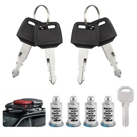 Set of 4 lock cores, 4 locking cylinders with 4 keys and 1 control key, safety lock for roof rack, roof boxes, bicycle carrier, lock cores replacement for car pannier rack system