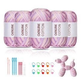 Maxee 5 x 50 g Thick Cotton Yarn for Crochet, Chunky Crochet Yarn for Beginners, No Split Crochet Amigurumi Wool, Chunky Cotton Yarn, Simple Knitting Yarn for Crochet, Knitting