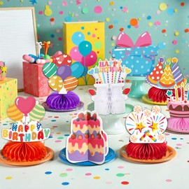 kockuu Kids Birthday centerpieces for tables - 12pcs Colorful Happy Birthday Table Decorations Paper Honeycomb Kids Party Decor Supplies