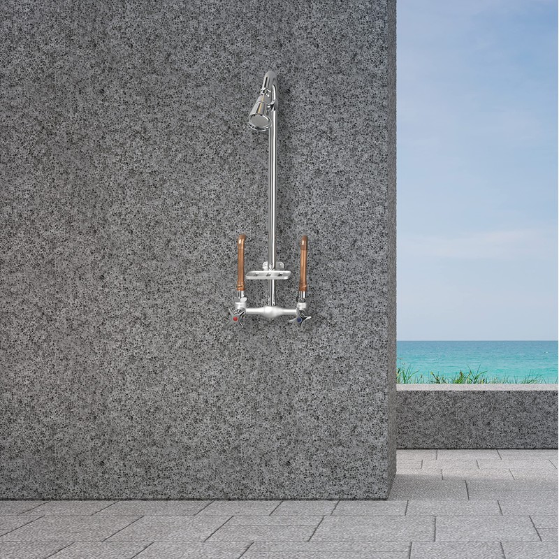 Homewerks 3070-252-BN-B-WS Outdoor Shower Kit with Soap Dish, Corrosion, Rust