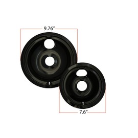 KITCHEN BASICS 101 Made in the USA WB31M20 WB31M19 Replacement Range Cooktop Porcelain Drip Pans for GE 2 6-Inch & 2 8-Inch Pans, 4 Pc