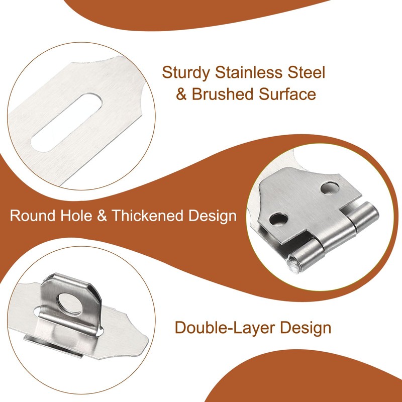 PATIKIL Door Lock Hasp Latch 2.2 Inch, 6 Pcs Stainless