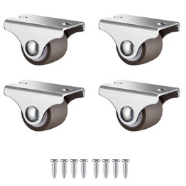 Luxinika Mini Fixed Caster Wheels 1 Inch Low Profile Small Casters Set of 4, Steel Top Plate Silent TPE Rubber Rigid Caster Wheels for Furniture Rolling Cabinet Sliding Door Trundle Bed Drawers