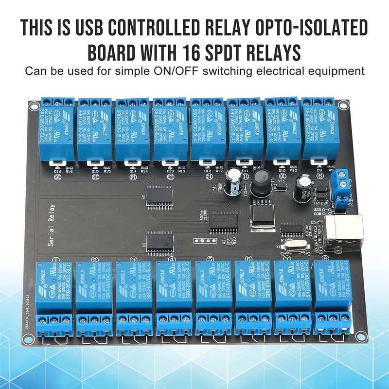 Nicoone 16 Channel Relay Module with Optocoupler, DC 7-38V USB