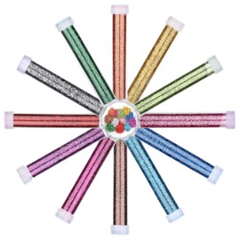 LISOPO 12 x Glitter Powder Glitter Shakers Glitter for Crafts, Card Making, Festival Decoration, Decorating, Glitter Powder for Nails, Body, Face, Slime, Cosmetics & Glitter