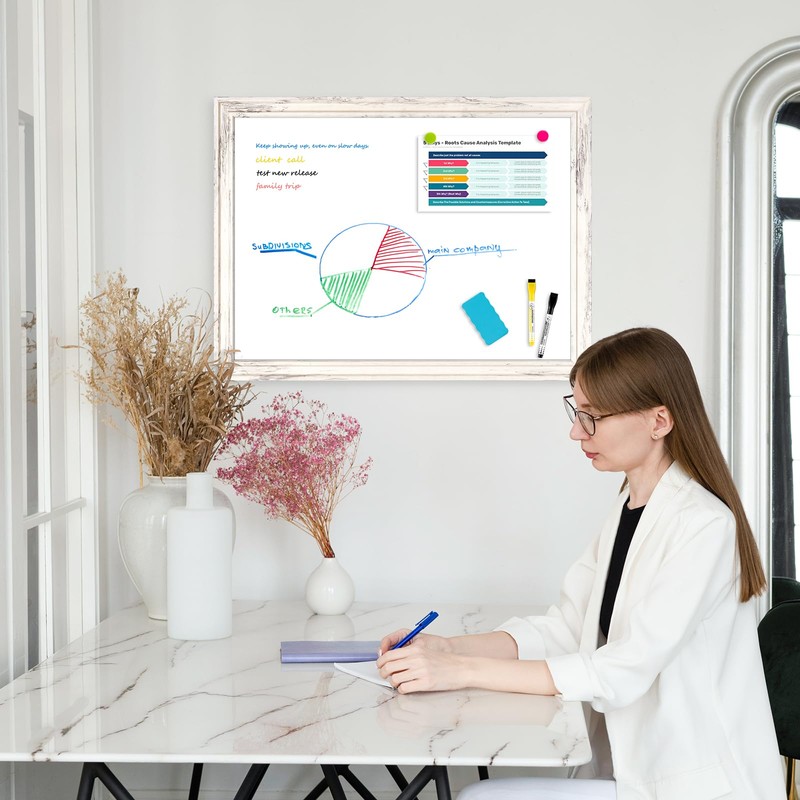 DOLLAR BOSS Magnetic Whiteboard, 24" x 18" Vintage White