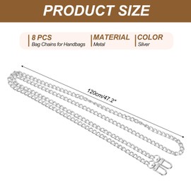 PATIKIL 47.2" Flat Purse Chain, 8 Pack Silver Chain Purse Strap Handbag Chains Crossbody Straps Extender for Tote Wallet Clutch Satchel Short Bag