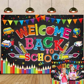 Welcome Back to School Banner 7x5ft Back to School Backdrop Welcome to Kindergarten Background for Photography Kids Classroom Party Decoration Supplies (7x5FT（210x150cm）)