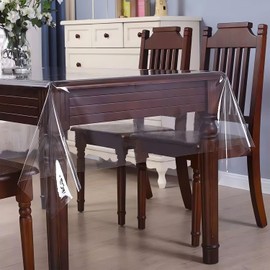 Xmart Transparent Reusable Table Film Washable PVC Tablecloth Oil-Resistant Scratch-Resistant and Waterproof Length 213 cm x Width 137 cm Indoor and Outdoor Film for Table