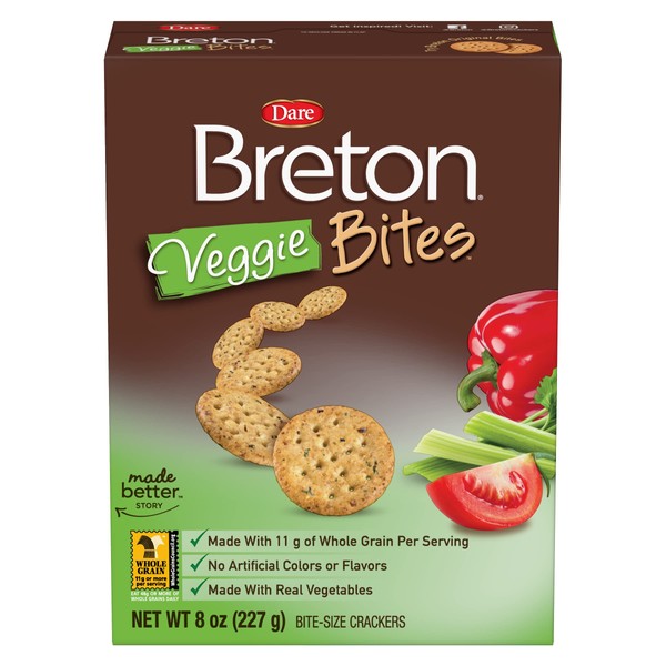 Dare Breton Minis Crackers, Garden Vegetable, 8-Ounce Packages (Pack of 12)