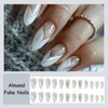 MISUD Press on Nails Medium Almond Fake Nails Glossy Glue