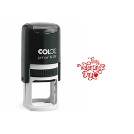 Happy Valentine's Day Stamp – 1-Inch Round Stamp – Durable and Easy-to-Use Valentine's Craft or Cardmaking Tool