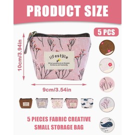 KGDUYC Pack of 5 Women's Small Purse, Mini Purse, Women's Portable Mini Purse, Cosmetic Bag, Coin Purse with Zip, Mini Bag for Coins, Cards, Keys