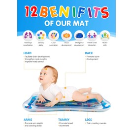 Water Play Mat, 7 Upgrade [ New] Inflatable Infant Baby Toys & Toddlers Fun Activity Play Center for Boy & Girl Growth Brain Development BPA-Free Baby Toys for 3-12 Months (26''x20'')