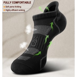 KEMISANT Trainer Socks 6 Pairs Men's Running Socks Ankle Socks Short Socks Arch Support Breathable Anti Sweat, 6 pairs-black, 6 mixed colours, 5144, 47 - 50