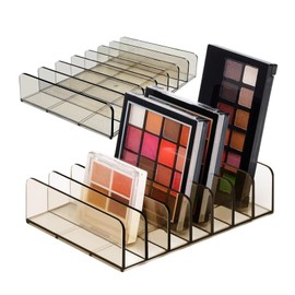 Makeup Palette Organizer2 Pack Acrylic Eyeshadow Palette Pallet,6.7x4.9x1.6 in 7 Sectons BPA-Free Make Up Blush,Contour Storage Holder Cosmetic Eye Shadow Display Stand Clear Rack Vanity Holder(Grey)