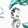 Black White Chessboard 925 Sterling Silver Adjustable Ring Crystal Wedding