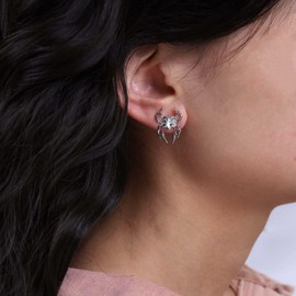 Inilbran Punk Crystal Spider Earrings Vintage Spider Stud Earrings Silver CZ Spider Earrings Gothic Animal Spider Punk Earrings Jewelry for Women and Girls