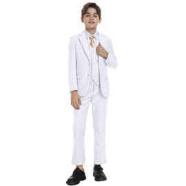 Boys Suits for Toddler White Tuxedo Suit Set Formal Dresswear for Kids Youth Boys Clothes Wedding Prom Party Easter Outfit Size 4
