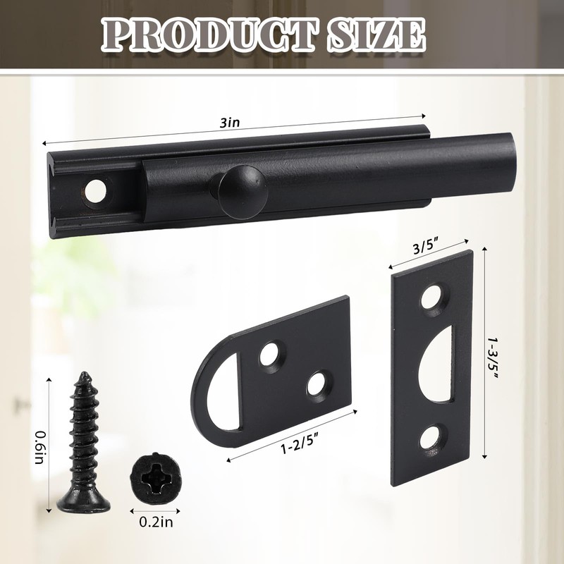 Lothee 4 Pcs Solid Brass Surface Bolt Door Slide Bolt