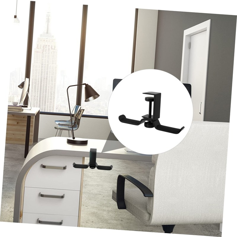 BIUDECO Under Desk Rotatable Aluminum Alloy Double Headphone Hanger Space