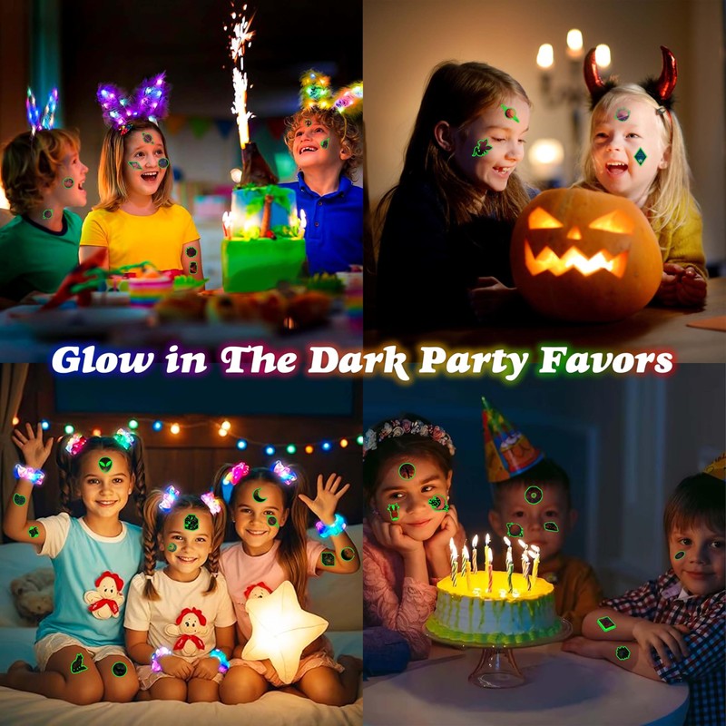 Neon Luminous Glow in the Dark Galaxy Temporary Tattoos Stickers