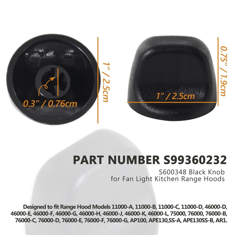 GYOFFULL S99360232 Range Hood Knob S600348 Fan Knob Replacement Parts