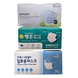 Puregen Mask Random box domestic disposable dental mask large size 1000 sheets for group use / 랜덤박스 국산 일회용 덴탈마스크 대형 1000매 단체용