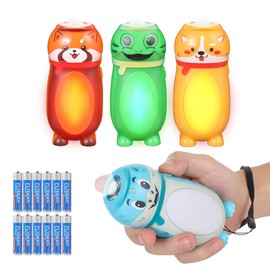 Hilngav 4 Pack Small Mini LED Flashlight for Kids - Cute Animal Flashlight - 2 in 1 Lantern Flashlight - Christmas Gifts Stocking Stuffers for Girls Boys (Style 2)
