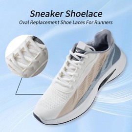 VGUBLG Oval ShoeLaces 1/4" Athletic Shoe Laces Half Round 14 Different Lengths Running Shoelace for Everone in 24"-79" White 63"