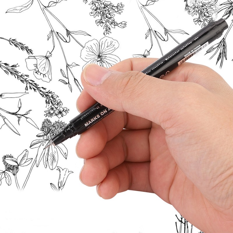 12pcs Micron Liner Fine Tip Marker Pen Black Water Based