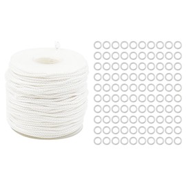 Hsthe Sea 100PCS Clear Blind Roman Ring And 50m 1.8 Mm White Braided Lift Shade Cord For DIY Roman Curtains Blind Shade