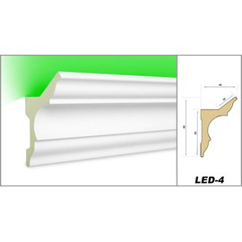 HEXIM LED Stucco Moulding Pattern – Indirect Lighting with Ceiling Strips Made of PU, Light and Opaque (20 cm LED-4) Decoration Corner Spot Indoor