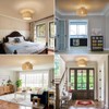 ALAISLYC Boho Rattan Flush Mount Ceiling Lights 12 Inch Farmhouse